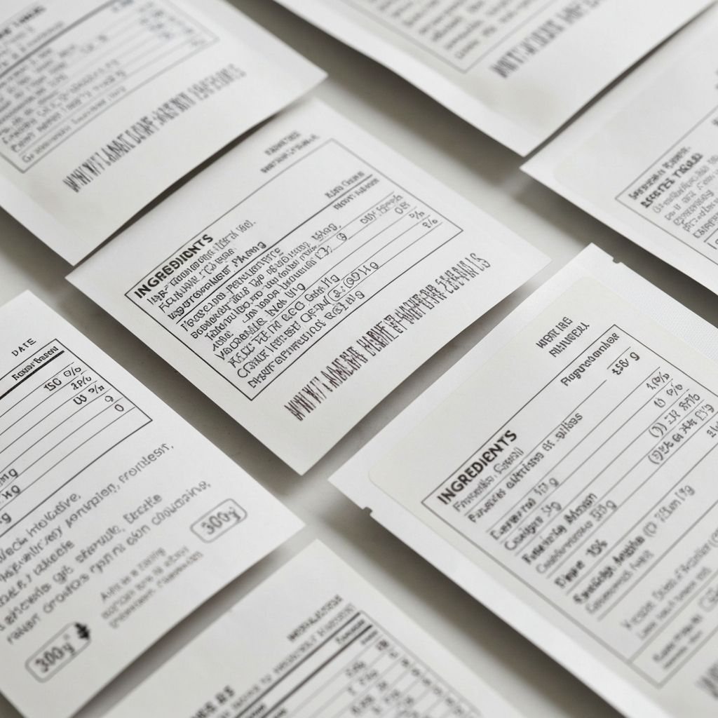 Nahaufnahme von Etiketten und Sticker-Codes